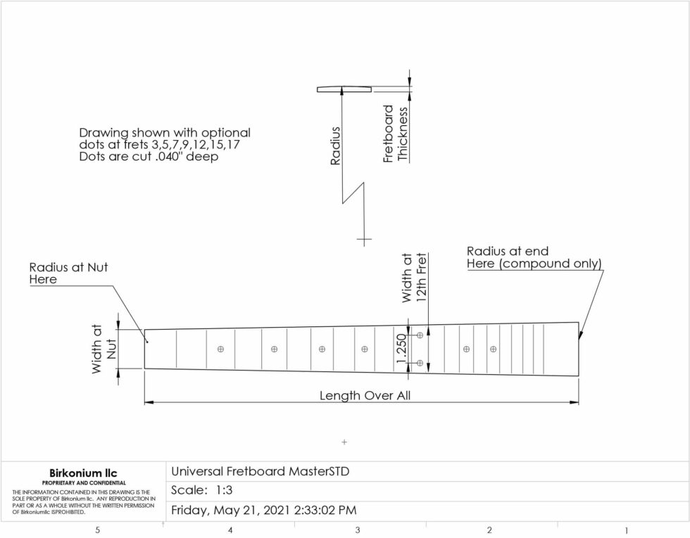 Fretboard Specifications & Details - Birkonium