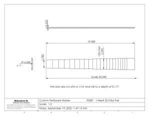 90381 JM 25.4 Bar Fret Fretboard